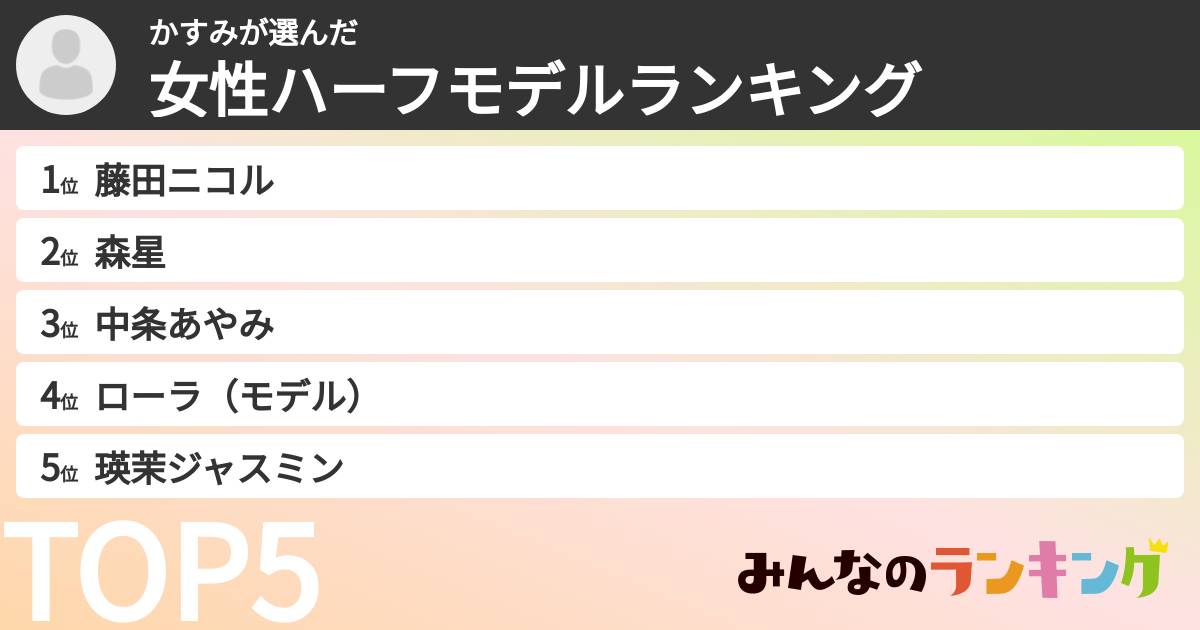 かすみさんの「女性ハーフモデルランキング」