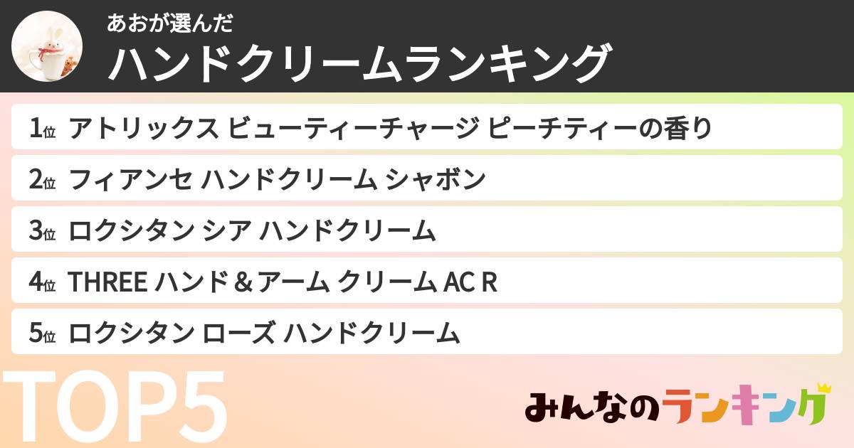 あおさんの「ハンドクリームランキング」