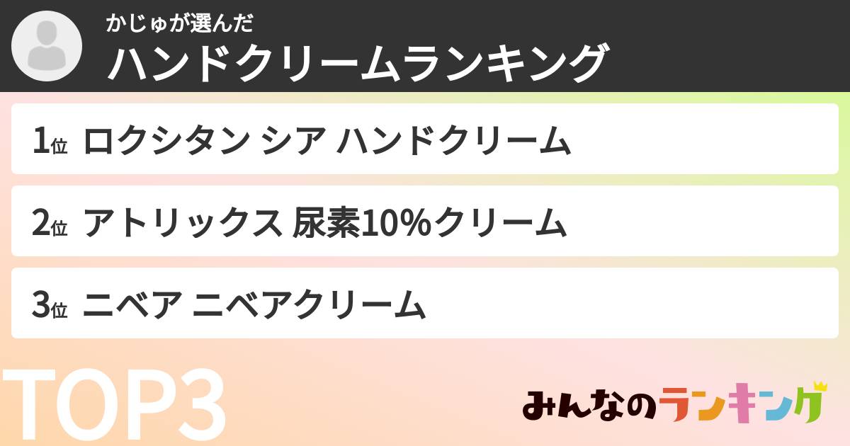 かじゅさんの「ハンドクリームランキング」