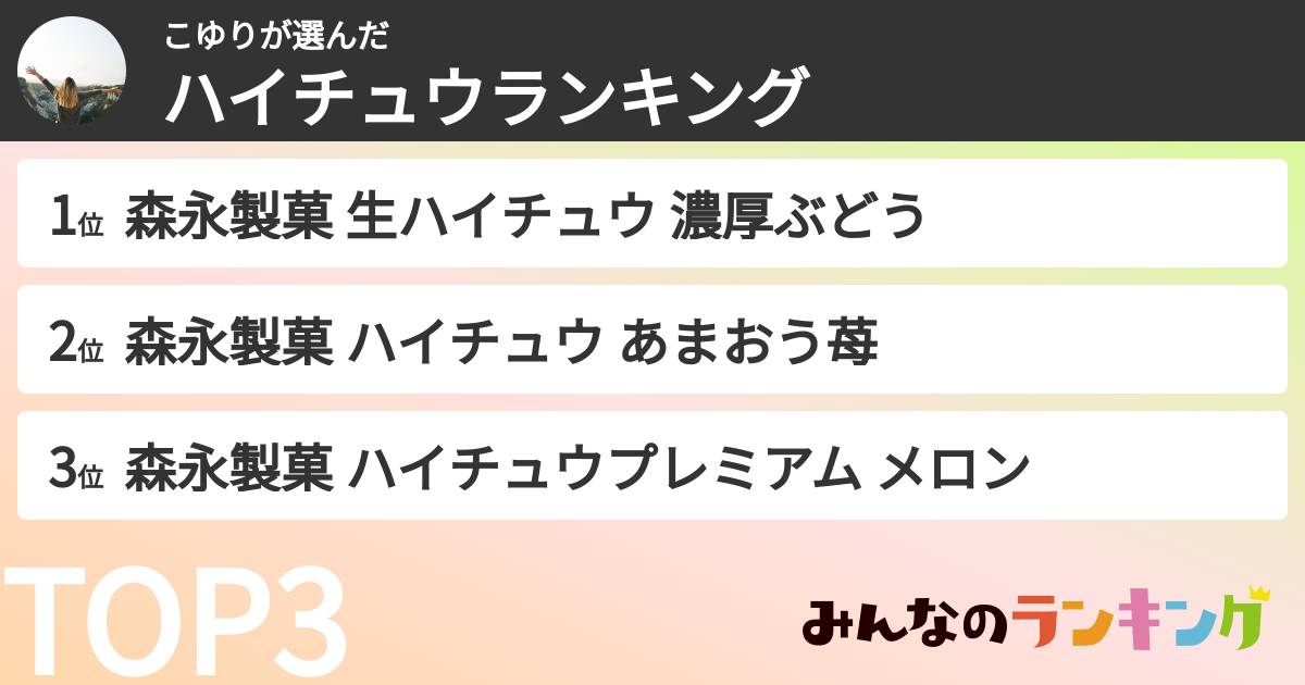 こゆりさんの「ハイチュウランキング」