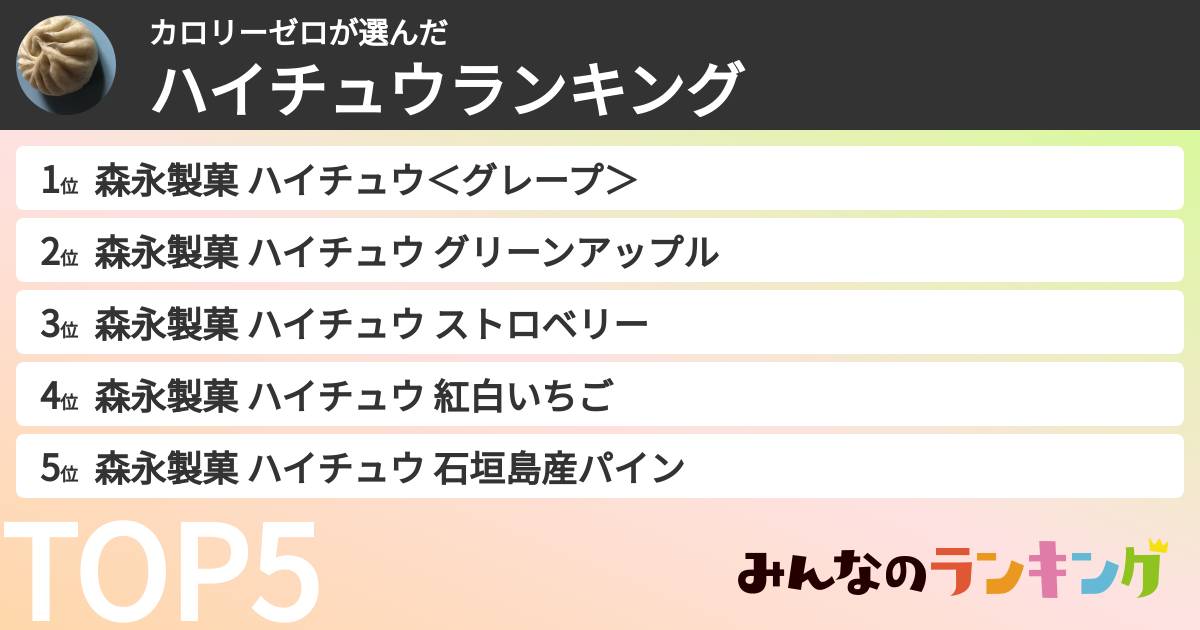 カロリーゼロさんの「ハイチュウランキング」