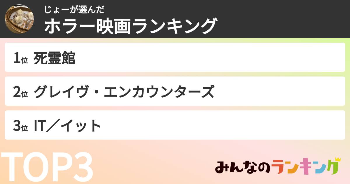じょーさんの「ホラー映画ランキング」