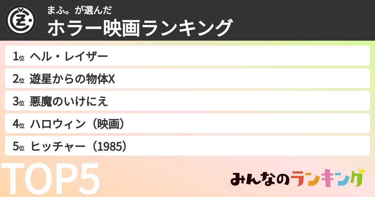 まふ。さんの「ホラー映画ランキング」