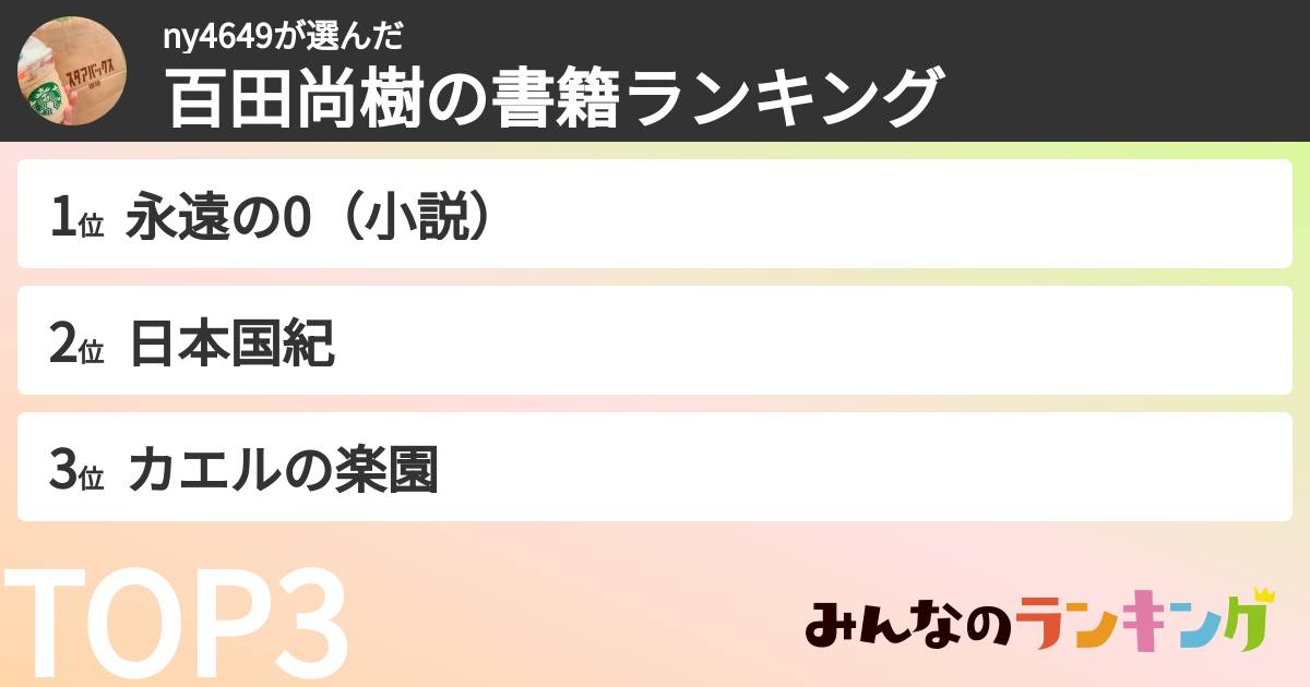 ny4649さんの「百田尚樹の書籍ランキング」