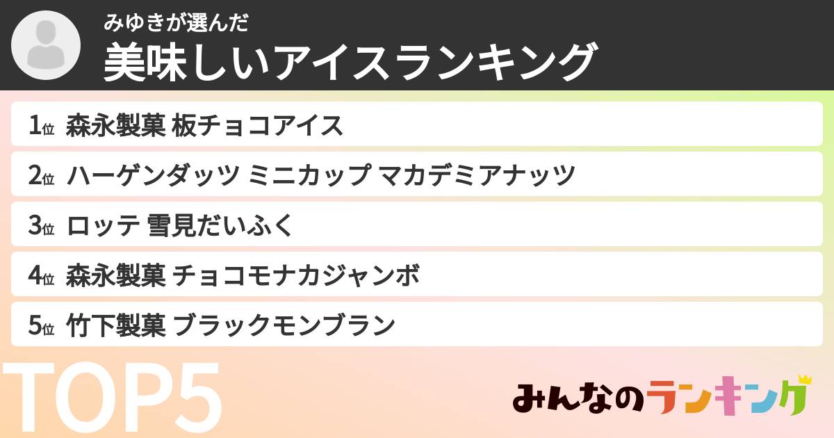 みゆきさんの「美味しいアイスランキング」