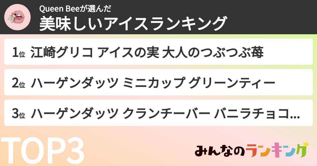 Queen Beeさんの「美味しいアイスランキング」
