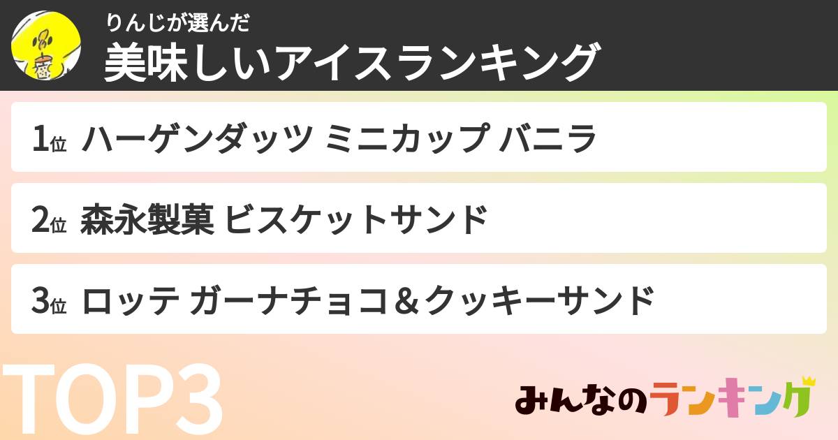 りんじさんの「美味しいアイスランキング」