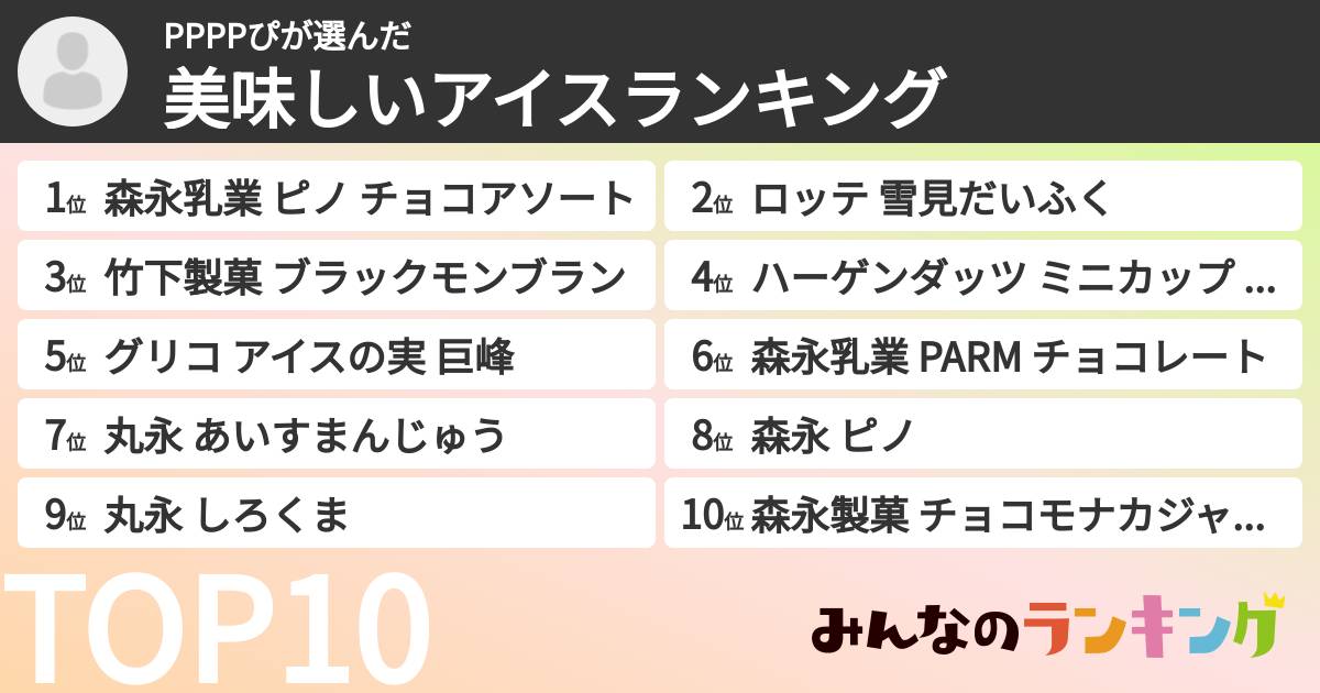 PPPPぴさんの「美味しいアイスランキング」