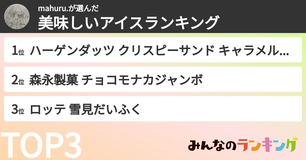 mahuru.さんの「美味しいアイスランキング」