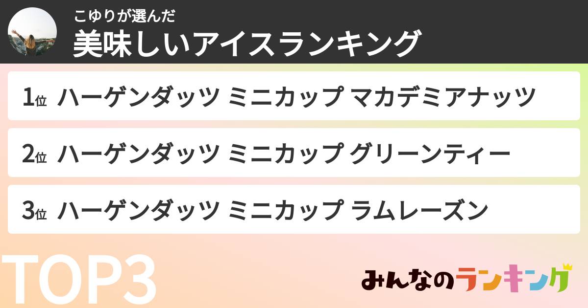 こゆりさんの「美味しいアイスランキング」