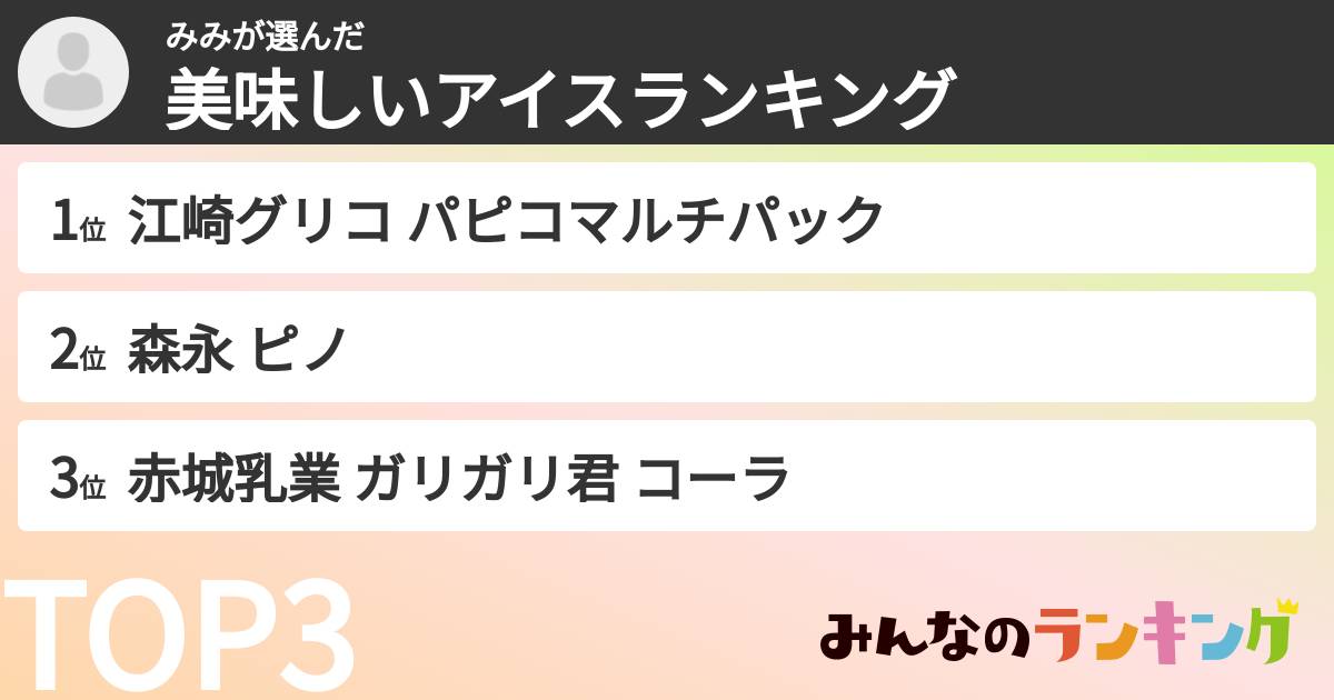 みみさんの「美味しいアイスランキング」