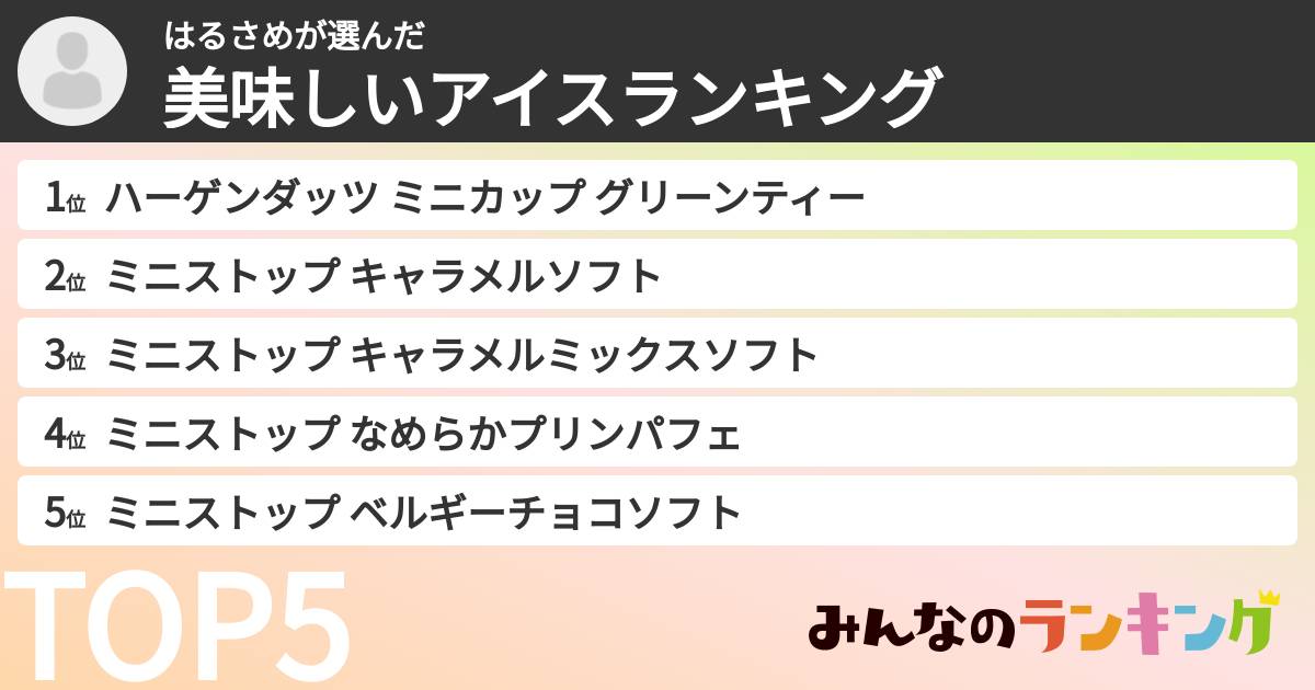はるさめさんの「美味しいアイスランキング」