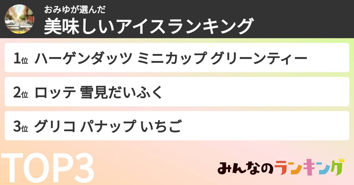 おみゆさんの「美味しいアイスランキング」