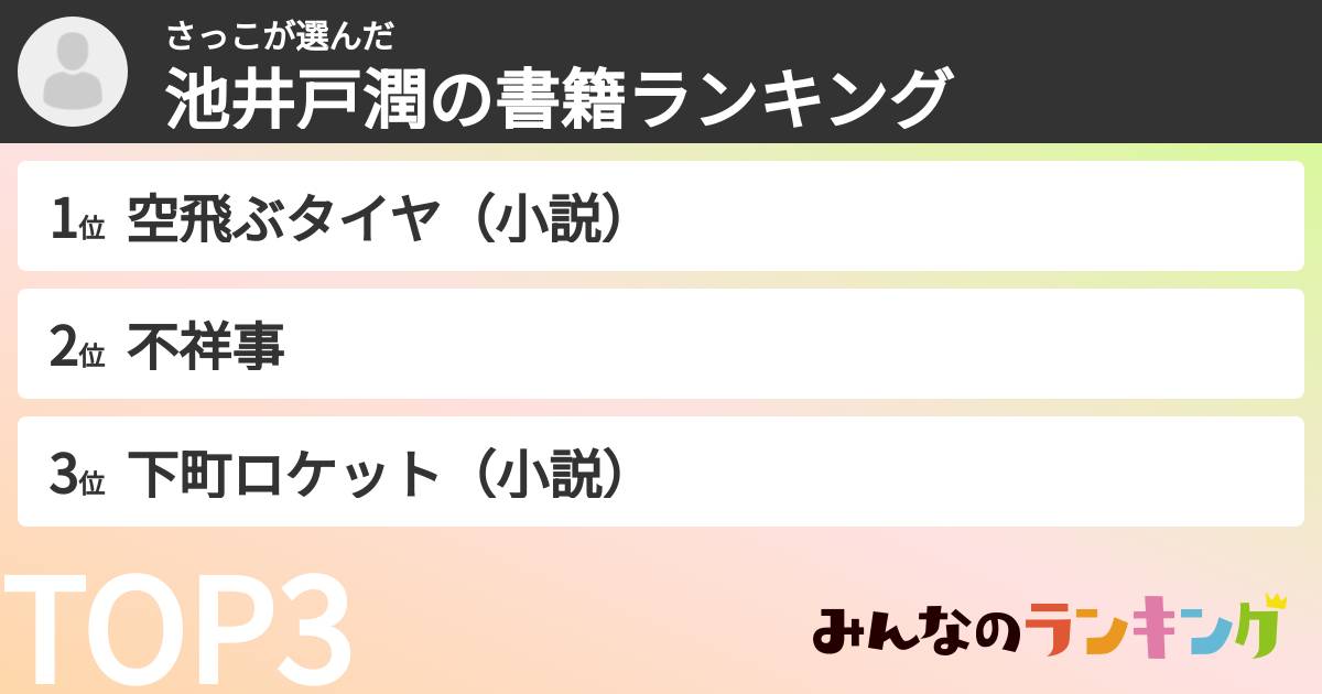 さっこさんの「池井戸潤の書籍ランキング」