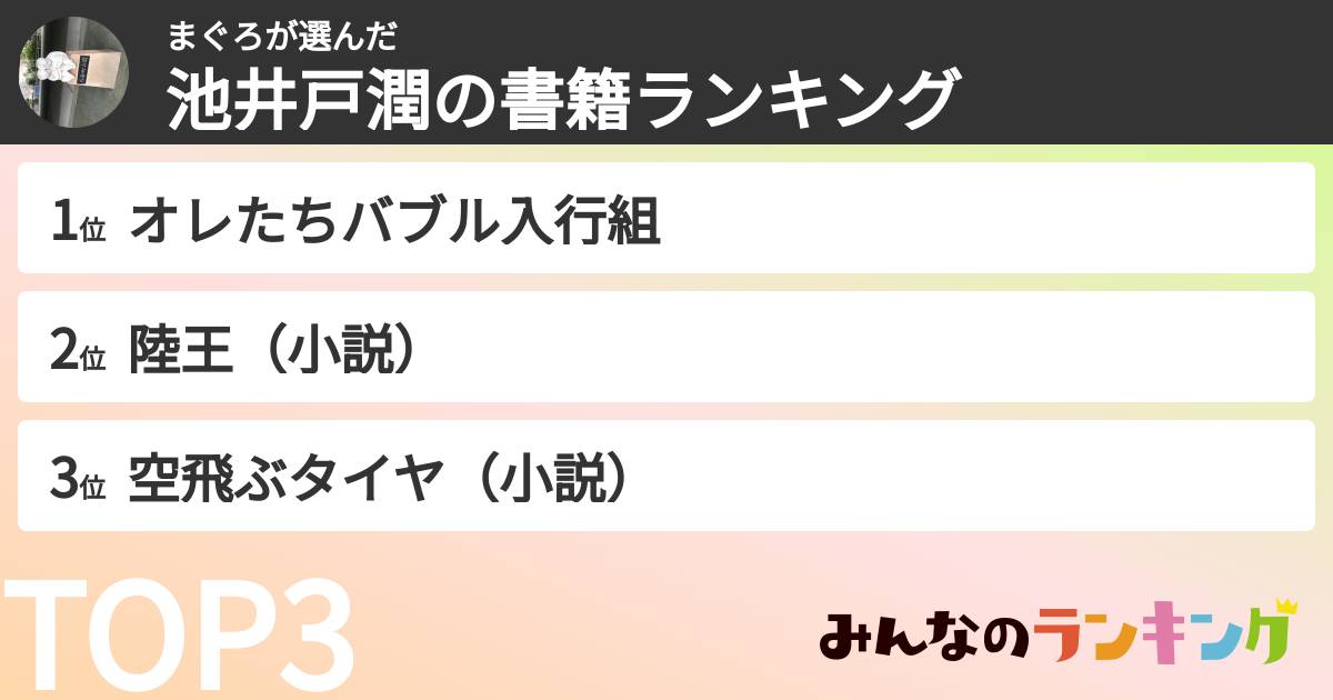 まぐろさんの「池井戸潤の書籍ランキング」