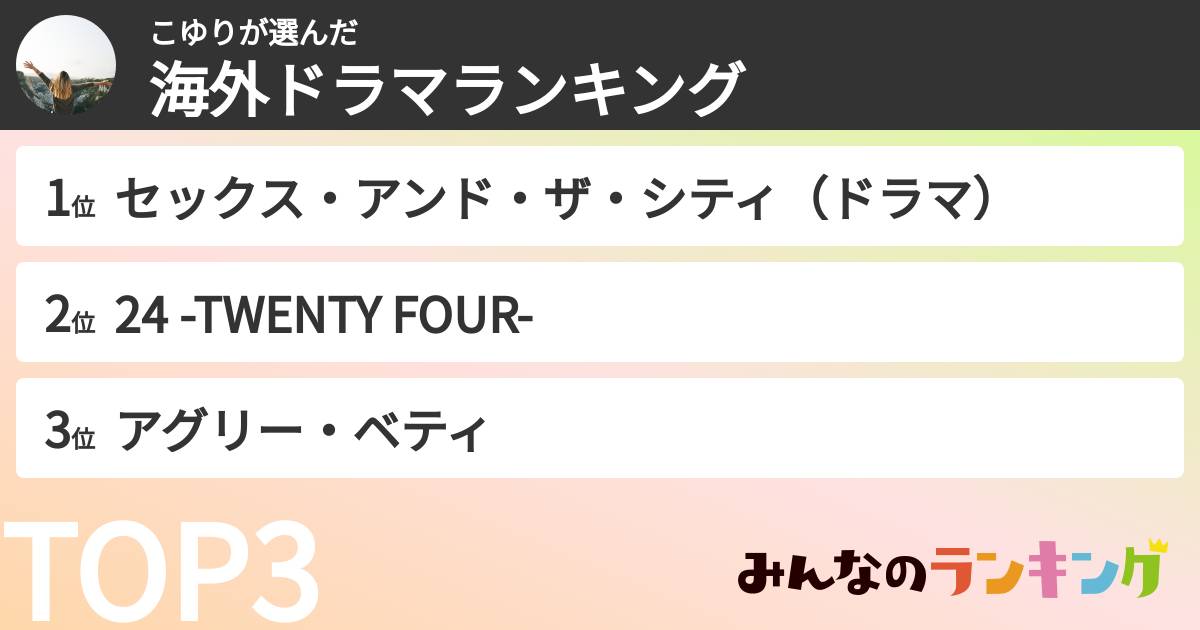 こゆりさんの「海外ドラマランキング」