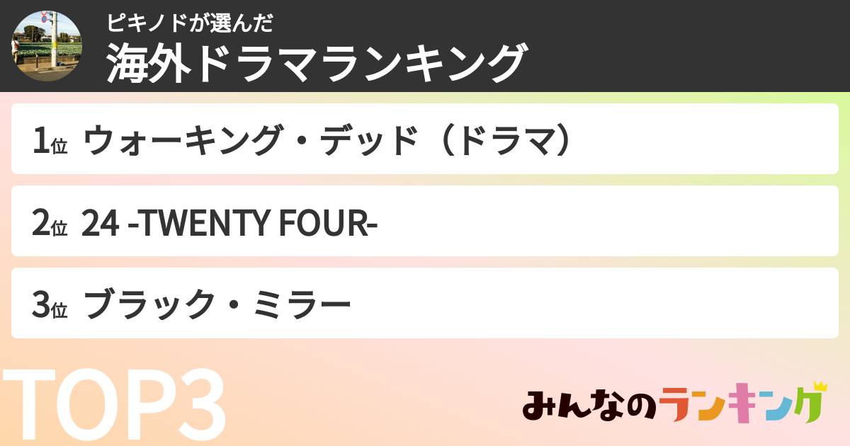ピキノドさんの「海外ドラマランキング」