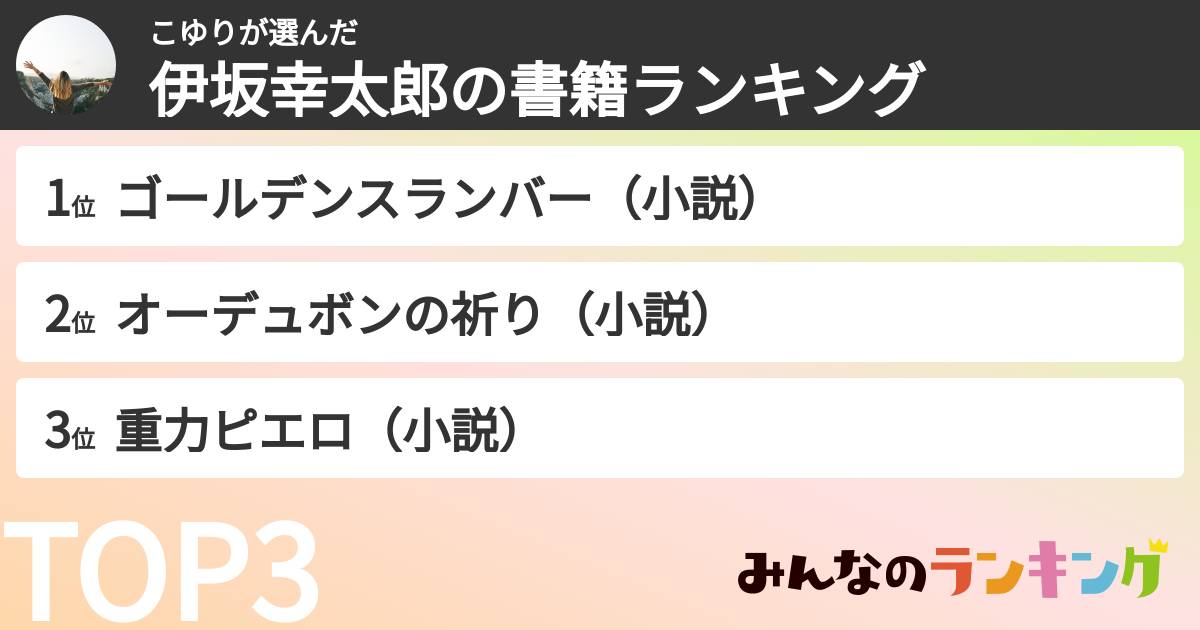 こゆりさんの「伊坂幸太郎の書籍ランキング」