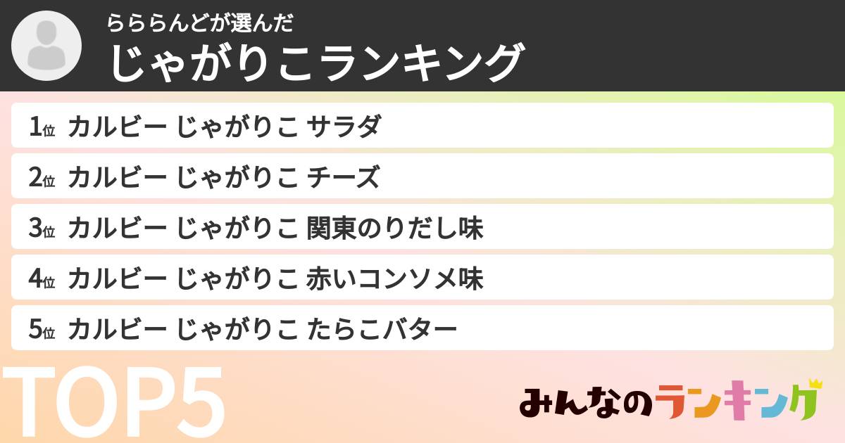 らららんどさんの「じゃがりこランキング」