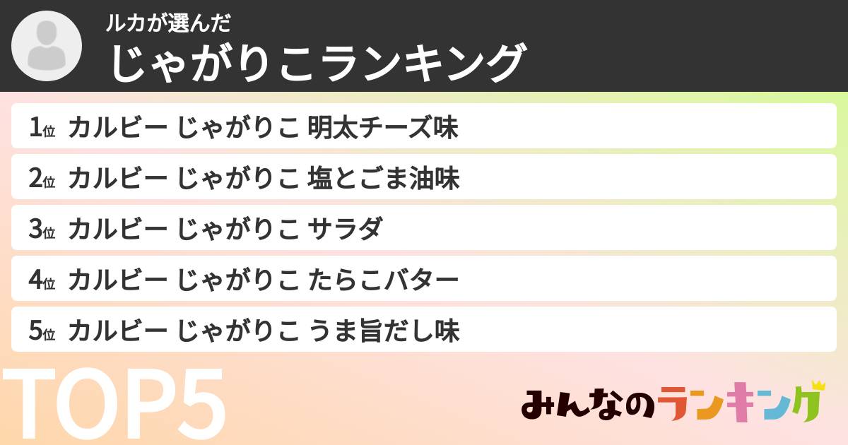ルカさんの「じゃがりこランキング」