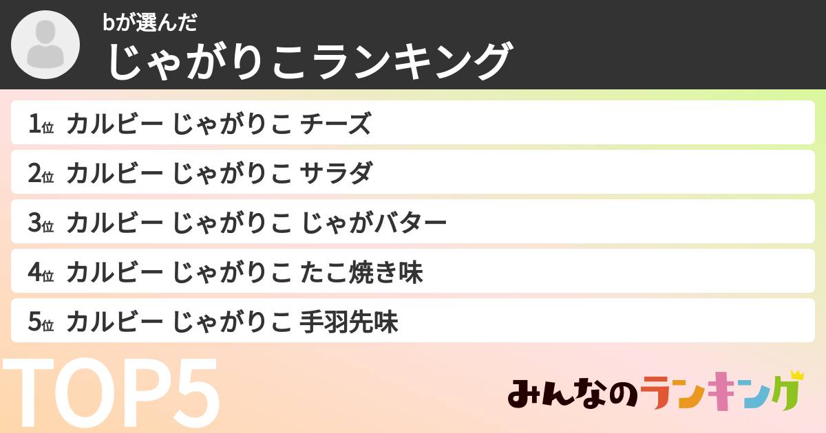 bさんの「じゃがりこランキング」