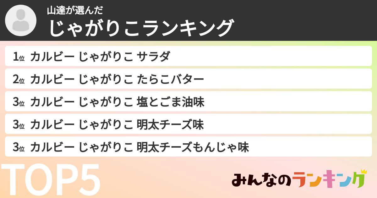 山達さんの「じゃがりこランキング」
