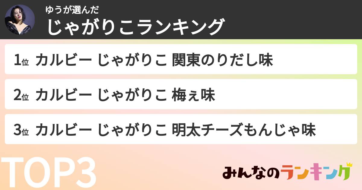 ゆうさんの「じゃがりこランキング」