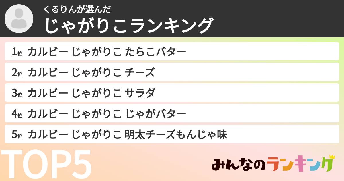 くるりんさんの「じゃがりこランキング」