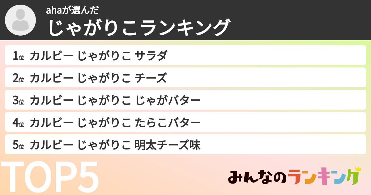 ahaさんの「じゃがりこランキング」