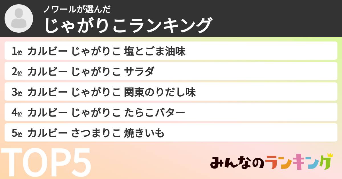 ノワールさんの「じゃがりこランキング」