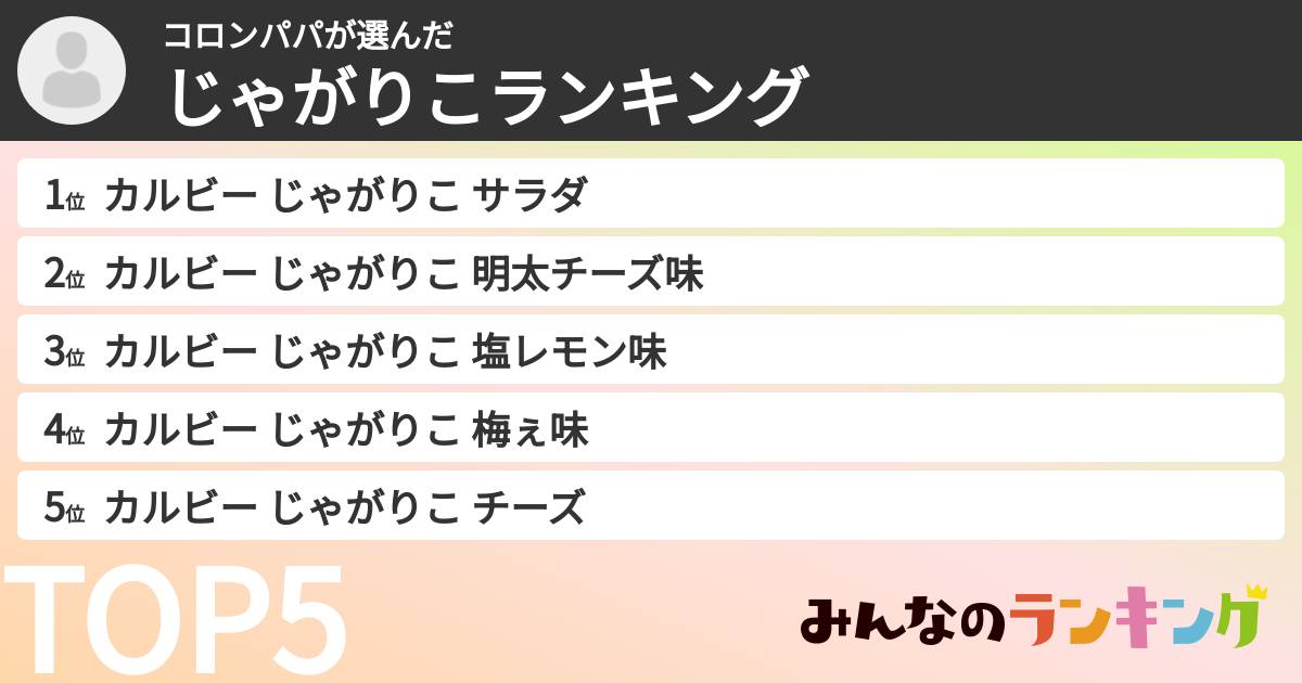 コロンパパさんの「じゃがりこランキング」