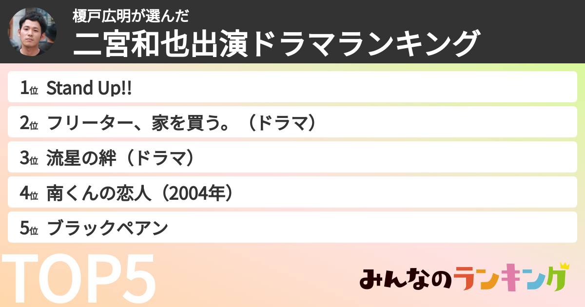 榎戸広明さんの「二宮和也出演ドラマランキング」