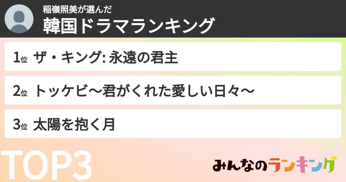 稲嶺照美さんの「韓国ドラマランキング」