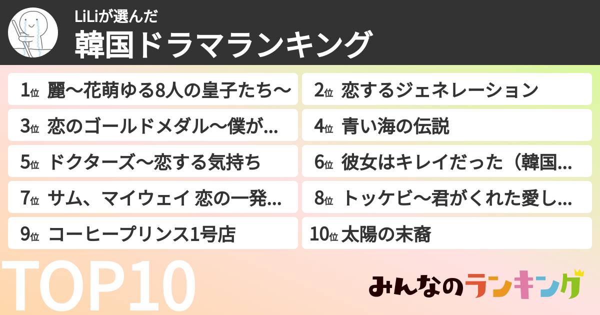 LiLiさんの「韓国ドラマランキング」