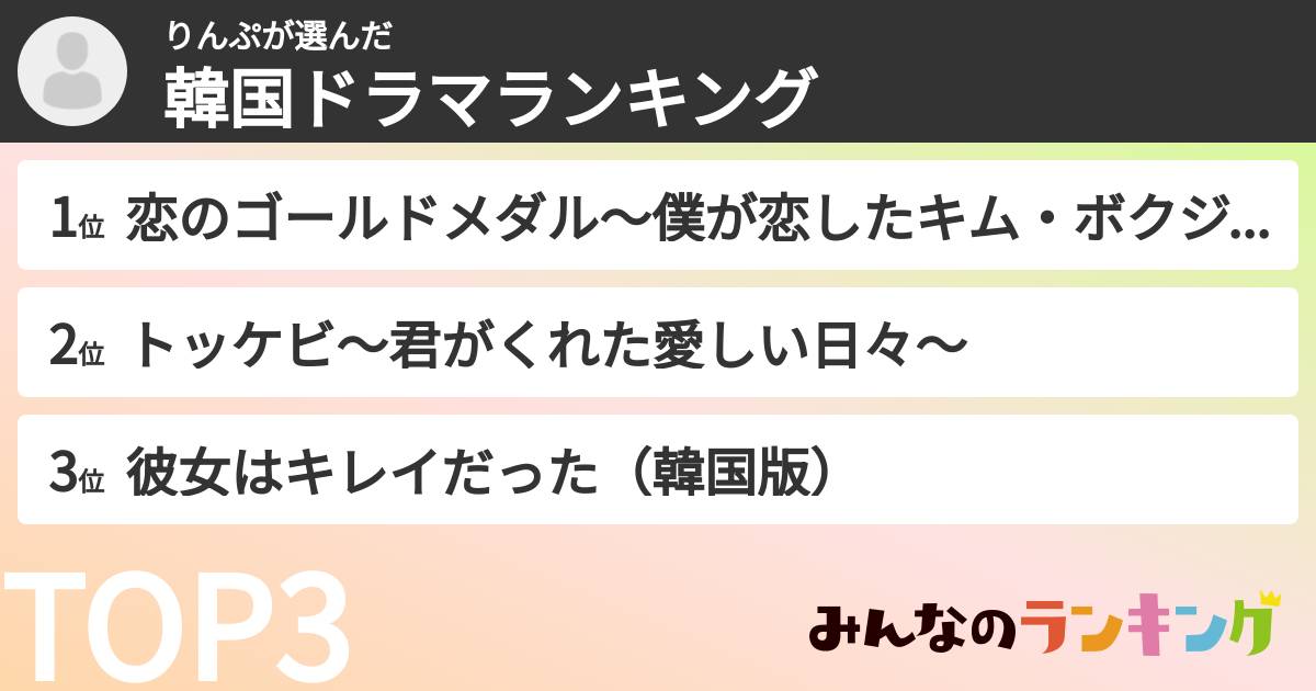 りんぷさんの「韓国ドラマランキング」