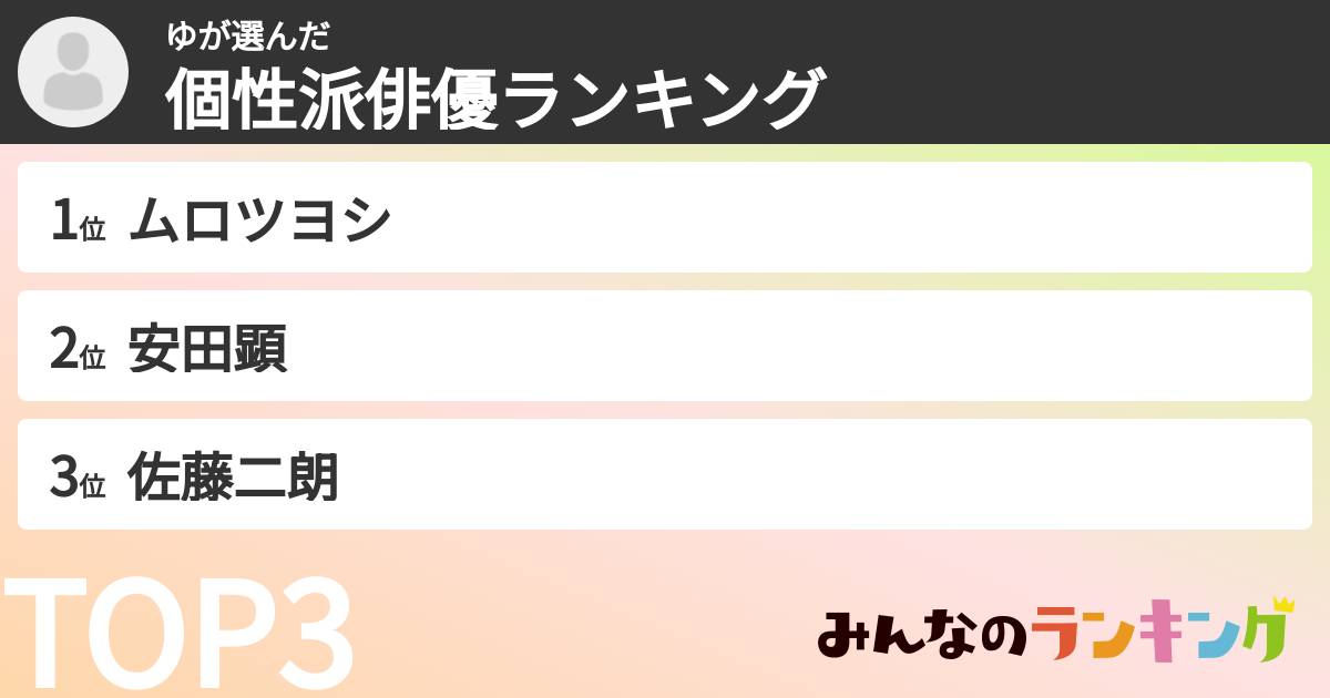 ゆさんの「個性派俳優ランキング」