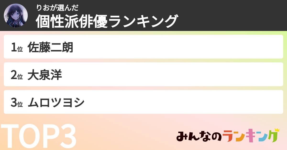りおさんの「個性派俳優ランキング」