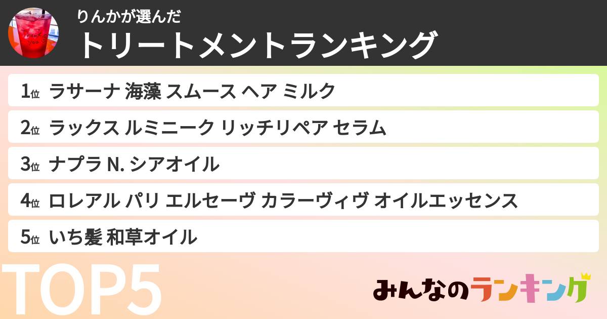 りんかさんの「トリートメントランキング」