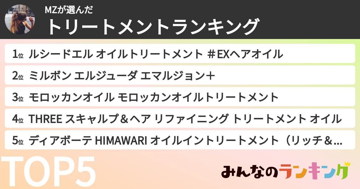 MZさんの「トリートメントランキング」