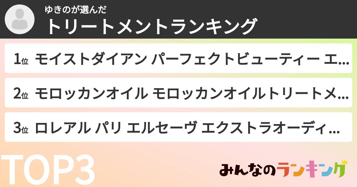 ゆきのさんの「トリートメントランキング」