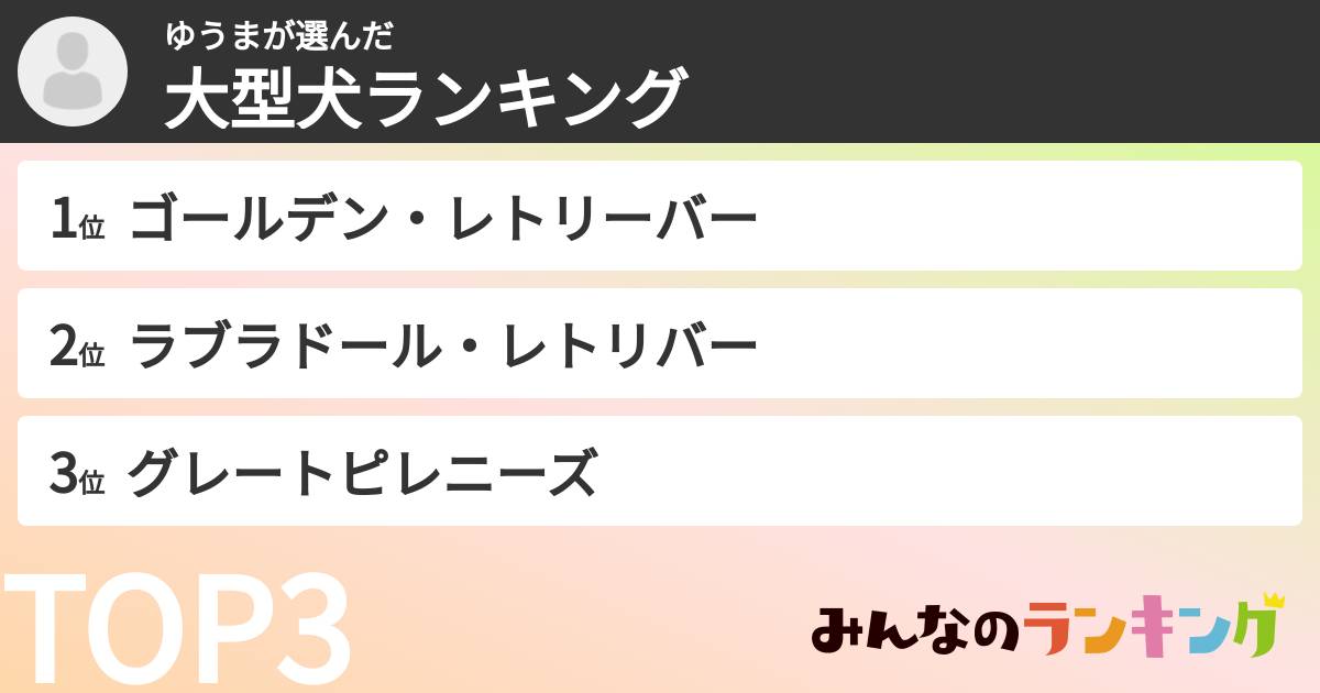 ゆうまさんの「大型犬ランキング」