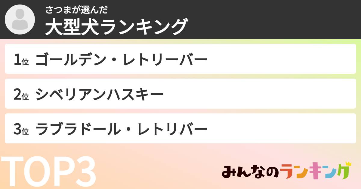 さつまさんの「大型犬ランキング」
