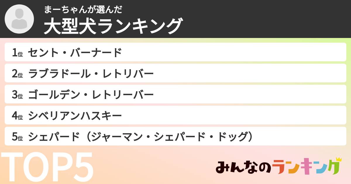 まーちゃんさんの「大型犬ランキング」