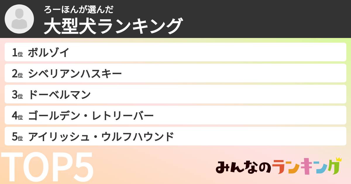 ろーほんさんの「大型犬ランキング」