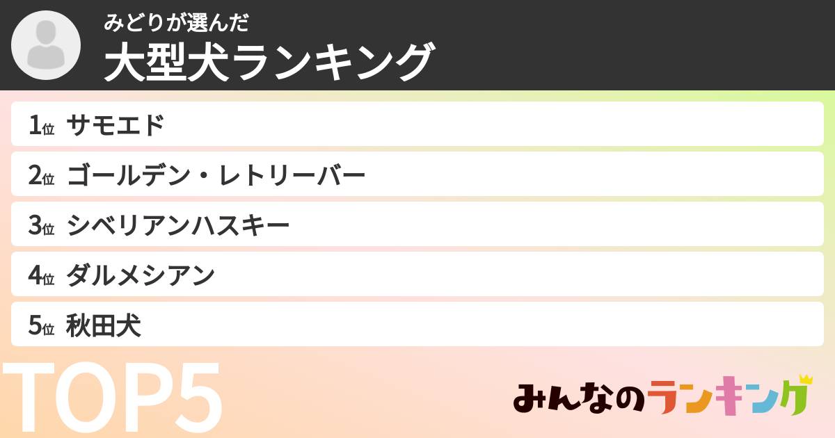 みどりさんの「大型犬ランキング」
