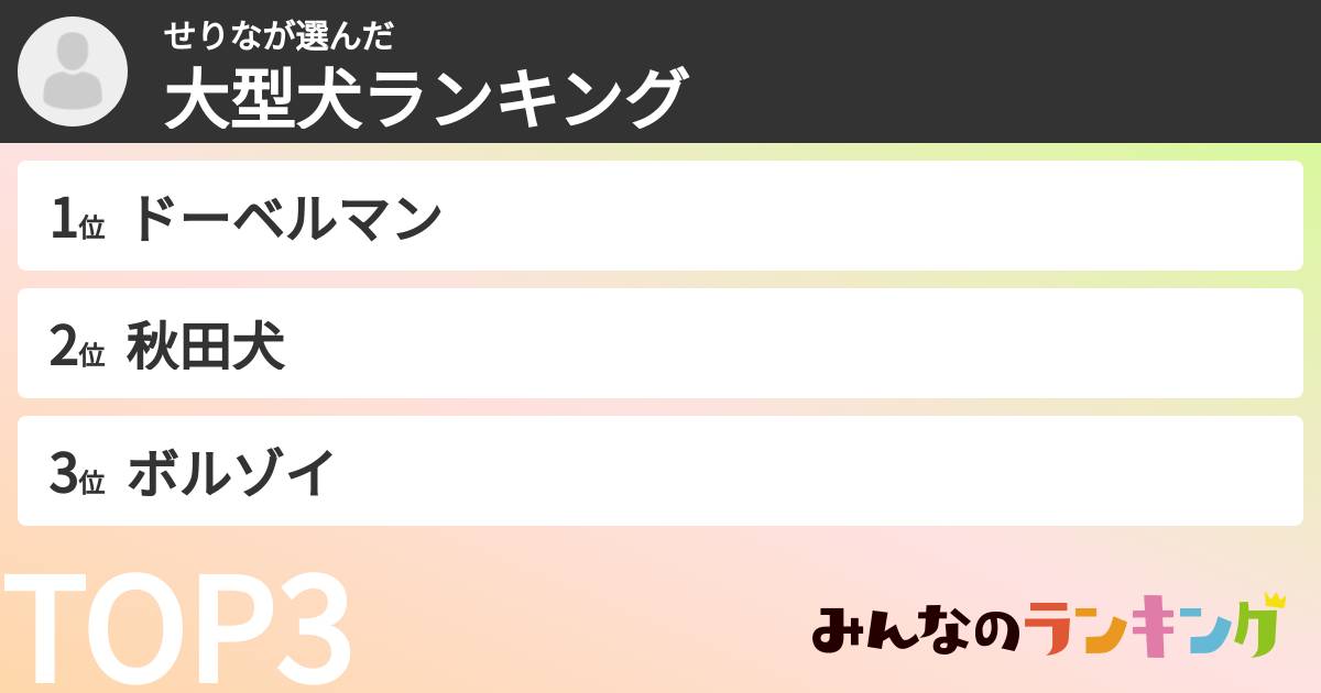 せりなさんの「大型犬ランキング」