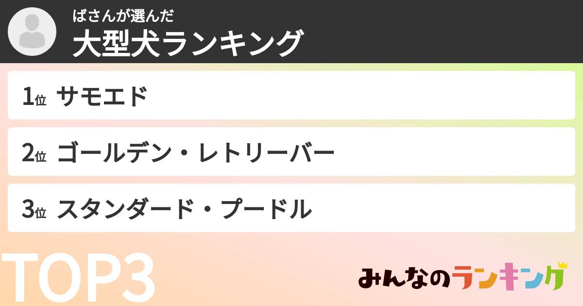 ばさんさんの「大型犬ランキング」