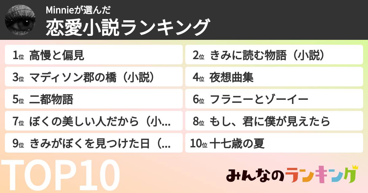 Minnieさんの「恋愛小説ランキング」