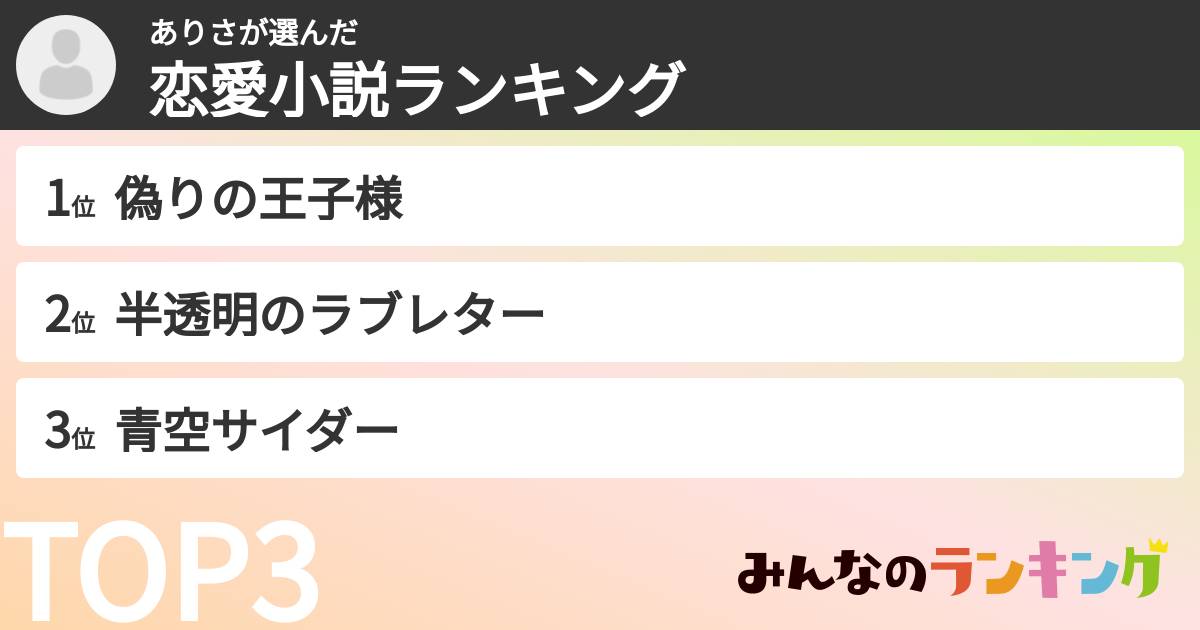 ありささんの「恋愛小説ランキング」