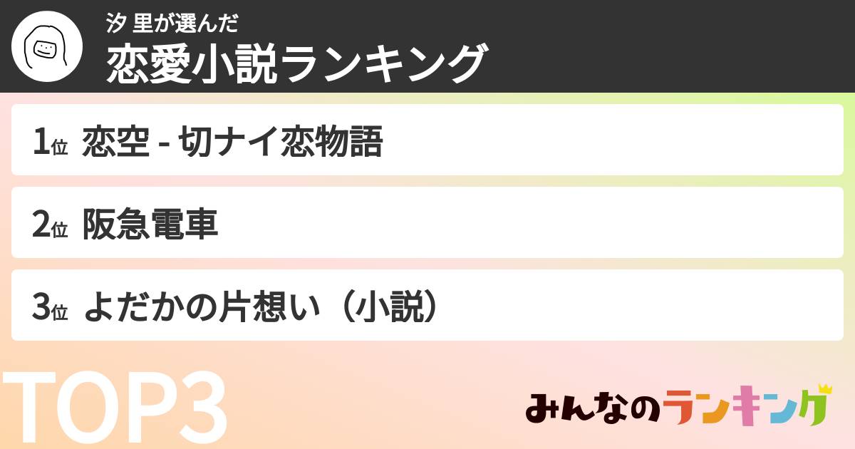 汐 里さんの「恋愛小説ランキング」
